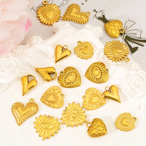 Colgante de corazón con ojo turco de acero inoxidable para la fabricación de collares y accesorios de joyería - Product Image 1