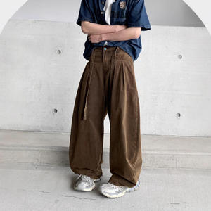 Nouveau Jean Homme Tendance Coupe Droite Ample Couleur Café Délavé Style Croissant - Product Image 2