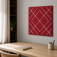 Autocollants muraux décoratifs en feutre PET texturé géométrique rouge pour le salon, la chambre à coucher, la salle de jeux, le bureau à domicile