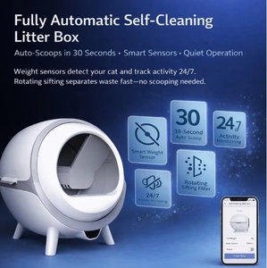 Bac à litière pour chat automatique à grande capacité 65L, auto-nettoyant, entièrement fermé, sans poussière, ABS, surveillance intelligente, application de contrôle à distance, écologique - Product Image 6