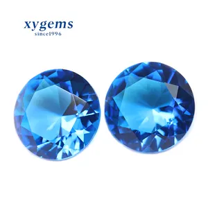 Xygems 18mm yuvarlak parlak kesim okyanus mavi sentetik elmas gevşek kristal taş