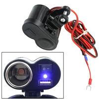 Enchufe de encendedor de cigarrillos para motocicleta USB 1.5A, interruptor impermeable, enchufe de motocicleta de 12V, adaptador de cargador de teléfono para motocicleta