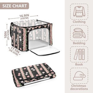 Collapsible Custom Print Hawaii Lei Floral Foldable Under-Bed Storage Baskets Organiser Storage <b>Boxes</b> for <b>Clothes</b> Toy - Product Image 3