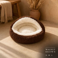 Coussin rond en peluche pour animaux de compagnie, nid douillet pour chiens et chats à poils longs, coussin portable pour une utilisation à la maison