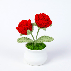 Fleurs artificielles en tricot fait main, fleurs simulées colorées Mudan, décoration de la maison, fleurs éternelles pour femmes - Product Image 2