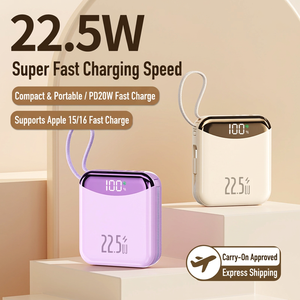 Banco de Energía Portátil de 22.5W con Carga Rápida, Interfaz Tipo C, Pantalla LED Blanca y Enchufe Universal - Product Image 3