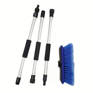 Brosse de lavage de voiture portable compacte haute pression professionnelle robuste pour camping en plein air, 10 pouces, avec perche d'extension de 65 pouces, B - Product Image 2