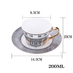 Service de table en porcelaine fine personnalisable en gros, style européen, motif Royal Stoke Swan Castle, avec tasses à café et soucoupes en céramique - Product Image 4