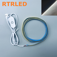 Kit Lampu Strip LED COB USB 5V 8mm Putih Hangat dengan Kontrol Sentuh untuk Pencahayaan Model DIY
