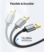 Cable de carga rápida SUNGUY de alta velocidad USB A con trenzado de nailon, cable de datos USB para teléfono móvil y portátil.