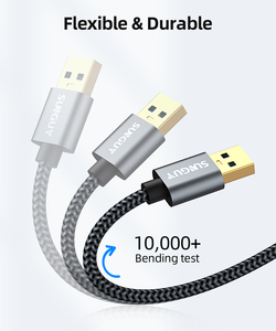 SUNGUY High Speed USB A Nylon Braid chargeur de téléphone Fast Charging <b>Cable</b> USB <b>Data</b> <b>Cable</b> Charger for Mobile Phone Latop - Product Image 4