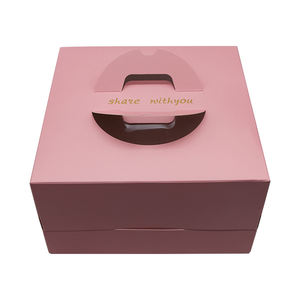 Logo d'impression 100% boîte d'emballage alimentaire en papier carton recyclable boîte-cadeau de gâteau d'anniversaire créatif personnalisé avec poignée - Product Image 1