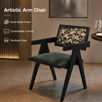 Künstlerischer Sessel mit Massivholzrahmen, Samtsitz und Abstrakter Rückenlehne im Boutique-Stil für Wohnzimmer, Hotel, Café und Lounge
