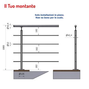 Rieles verticales de acero inoxidable de 2/2 "/1"/2 "/2"/1 "/2"/2 "/1"/2 "/1"/2 "/1"/2 "/42,4"/12,5/316" - Product Image 1