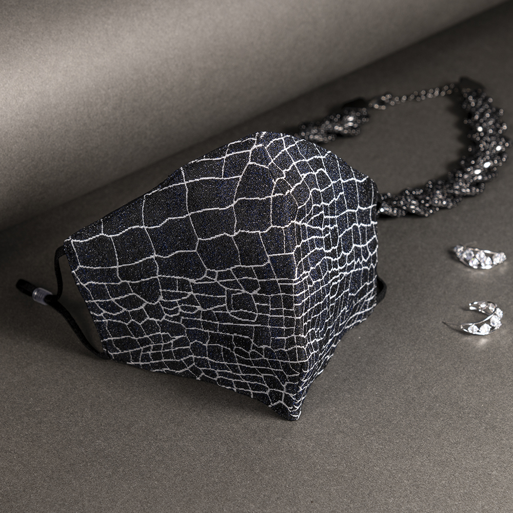 Высококачественная осенне-зимняя элегантная жаккардовая ткань черная моющаяся многоразовая Роскошная маска для лица для женщин