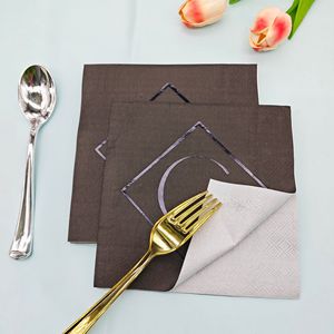 Printed Paper Napkins 33x33cm Three Layer Black Dyed High End For Wedding Hotels Restaurants - Product Image 4