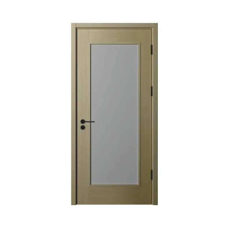 Cheap price frosted glass wood door Composite wood doors with simple Grid design