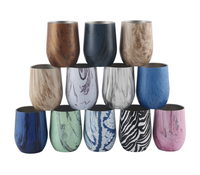 Tasse sans tige en marbre craquelé, Double paroi en acier inoxydable, isolé en forme d'œuf, gobelet à vin, 12oz, vente en gros