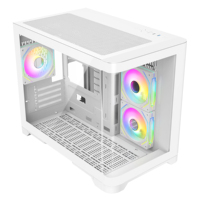 Boîtier de PC de jeu M-ATX en verre incurvé, boîtier d'ordinateur de bureau RGB, verre trempé incurvé 3D, tour moyenne Micro ATX, boîtier d'ordinateur de jeu