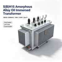 Transformateur de distribution triphasé à double enroulement immergé dans l'huile en alliage amorphe Shenmeng S(B)H15 30kVA-2500kVA 10kV 400V Dyn11