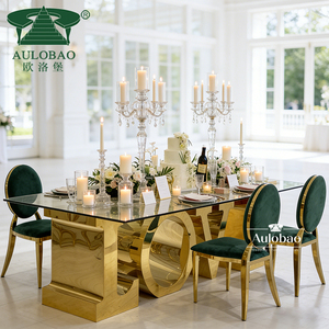 Dining Room Furniture LOVE Metal Base Tempered Glass <b>Table</b> for Wedding Event - Product Image 3