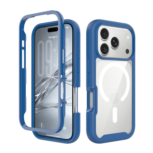 Wholesale 2 in 1 Magnetic Shockproof Phone Case 360 Protection Rugged Bumper Transparent Back Cover for iPhone 18 Pro Max Bulk