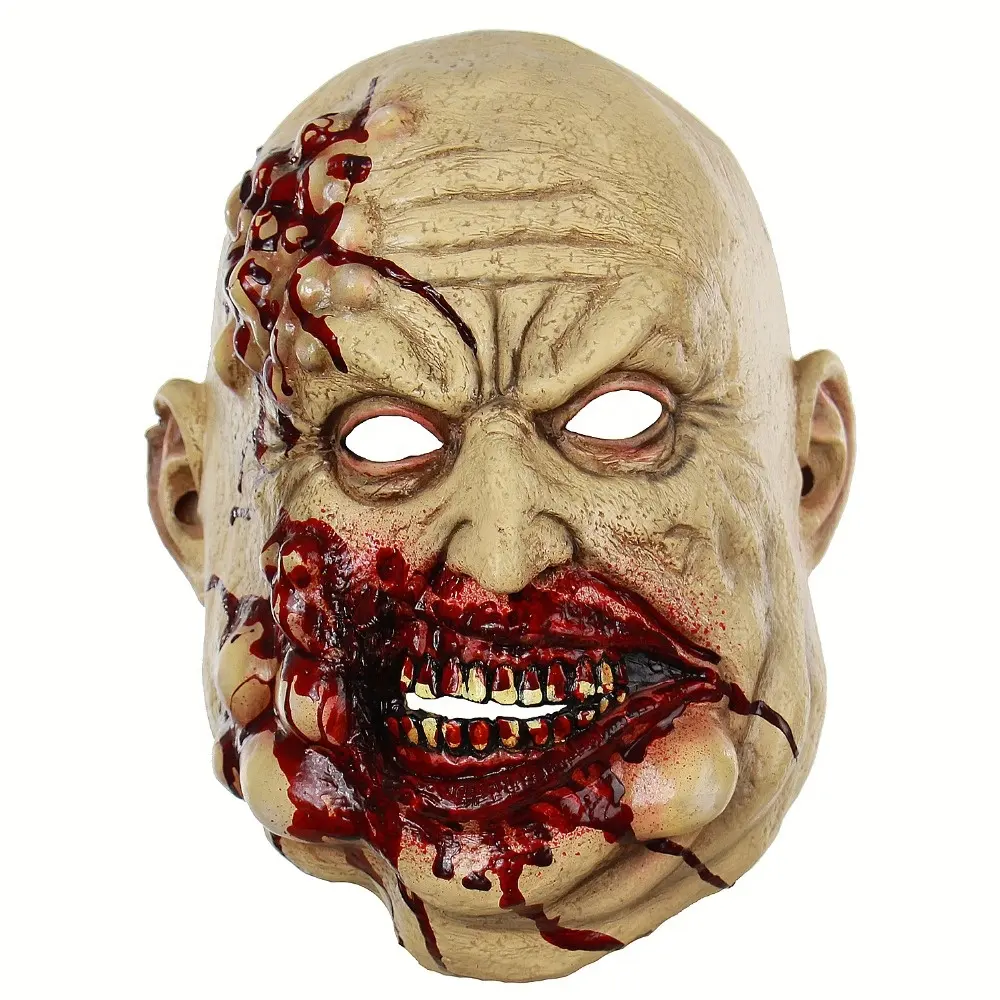 The Walking Dead Props Horror Skull Bloody Butcher Mask Vampire Blood Face Latex Masks Horrifying Men's Halloween Horrible Mask