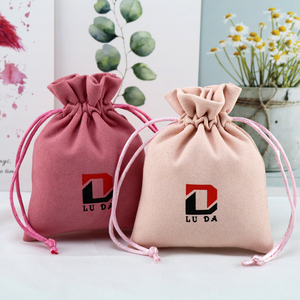 Custom Luxury Microfiber Jewelry Pouch with Drawstring pink Suede Velvet Gift <b>Bag</b> with logo <b>Dust</b> <b>Bag</b> - Product Image 1