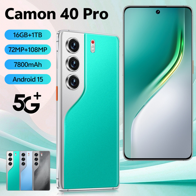 Camon 40 Pro 5G Smartphone with 16GB RAM 1TB Storage Android15 Telephone Face Recognition 78MP 108MP Camera Mobile Phones