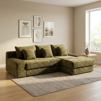 Canapé modulaire convertible en forme de L en tissu corduroy, canapé compressé en boîte