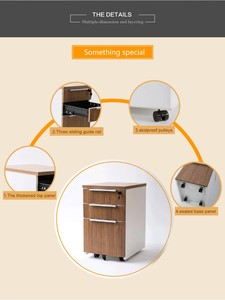 <strong>Mini</strong> 3-Drawer Mobile <strong>Storage</strong> File <strong>Cabinet</strong> with Wooden Document <strong>Cabinet</strong> <strong>Storage</strong> for Office Home Use - Product Image 3