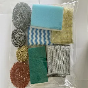 Mutfak temizleme kombinasyonu bulaşık bezi sünger ovma pedi galvanizli paslanmaz çelik metal scourer pirinç scrubber