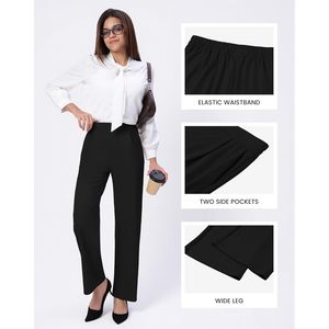 FOXA Womens Wide Leg Palazzo <b>Pants</b> High Waist Loose Fit With Pockets Breathable <b>Summer</b> Beach Trousers Business Casual Dress - Product Image 5