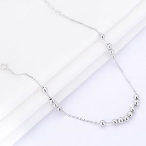 Tobillera de <span class=keywords><strong>Plata</strong></span> de Ley 925 para mujer, pulsera de tobillo Manual con cuentas - Product Image 5