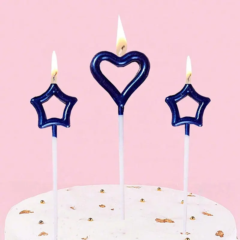 Festival Celebration Baking Party Net Red Cake 3 Pcs Exquisite Love Star Sparkler Hollow Out Gilded Birthday Candles