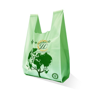 Custom Non-plastic Printed Supermarket <b>Compostable</b> Food Pack T-shirt Handle Carry-out <b>Bag</b> Biodegradable Pla Shopping Vest <b>Bags</b> - Product Image 4