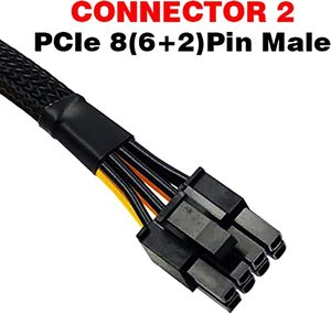 Высококачественный кабель-адаптер питания 4-контактный (штекер) на PCIe 8(6+2)-контактный (штекер), 16 AWG, в оплетке - Product Image 3