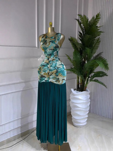 Abito Lungo Senza Maniche da Donna con Stampa in Due Colori, Vestito Maxi Svasato, Abito Africano Taglia S-XL - Product Image 4