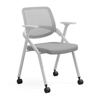 Chaise de formation avec tableau d'écriture, accoudoirs pliables, matériau en maille, structure métallique, design moderne, base roulante pour salles de formation/réunions