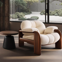Fauteuil design individuel pour salon, style Wabi, en bois massif, fauteuil nuage, chaise de loisirs