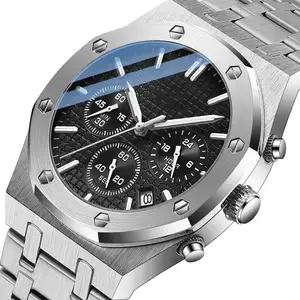 Gratis Sample Fashion Business Heren Horloges Top Luxe Quartz Horloge Heren Roestvrij Staal Waterdicht Polshorloge