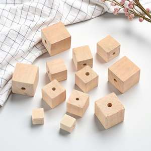 Cuentas de madera cuadradas naturales sin terminar, accesorios de bricolaje, llaveros de artes y joyas y manualidades (0.591in, 0.787in, 0.984in) - Product Image 4