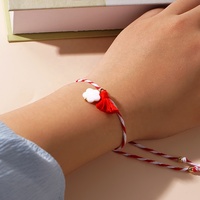 Tradition faite à la main Martis grec mars fleur lune étoile croix oeil coquille gland breloques rouge écrire torsadé mince cordon brin Bracelet