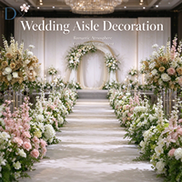 Susunan Bunga Artificial Lorong Merah Impian Panjang 100Cm Dekorasi Resepsi Pernikahan Grosir