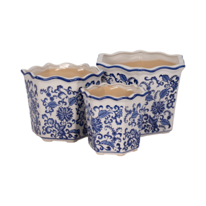 Macetas de Cerámica Estilo Chinoiserie con Diseño Floral, Juego de 3 para Decoración Interior y Exterior - Product Image 4