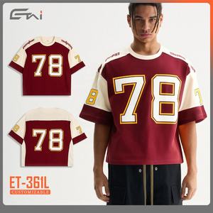 T-shirt graphique imprimé par transfert thermique brodé Street Wear, coupe ample et courte, maillot de hockey sur glace sportif personnalisé, 100% coton, imperméable - Product Image 1