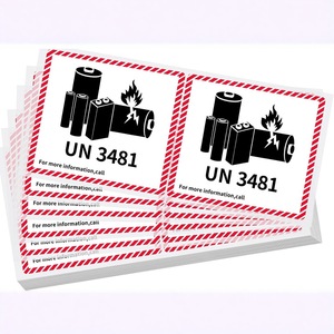 Custom Lithium Battery Label UN3481 Adhesive Rectangular Paper Durable For <b>Logistics</b> Air Freight <b>Packaging</b> - Product Image 1