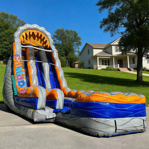 Toboggan aquatique gonflable pour enfants, simple ou double piste, avec piscine <span class=keywords><strong>de</strong></span> plongeon, en PVC, modèle Blue <span class=keywords><strong>Crush</strong></span>, pour la location estivale - Product Image 3