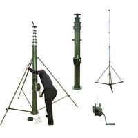 Mât télescopique à manivelle 3m-9m en alliage d'aluminium certifié CE pour antenne Yagi, charge utile 10kg-50kg, résistance au vent 25m/s