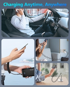 SUNGUY USB C 60W 3A Fast <b>Charging</b> Aluminum Retractable Data <b>Cable</b> for Phone Laptop Power Bank Car - Product Image 6